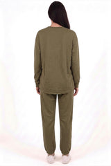 Kaplan Besticktes Sweat‑Set Mit Elastischem Saum – Khaki