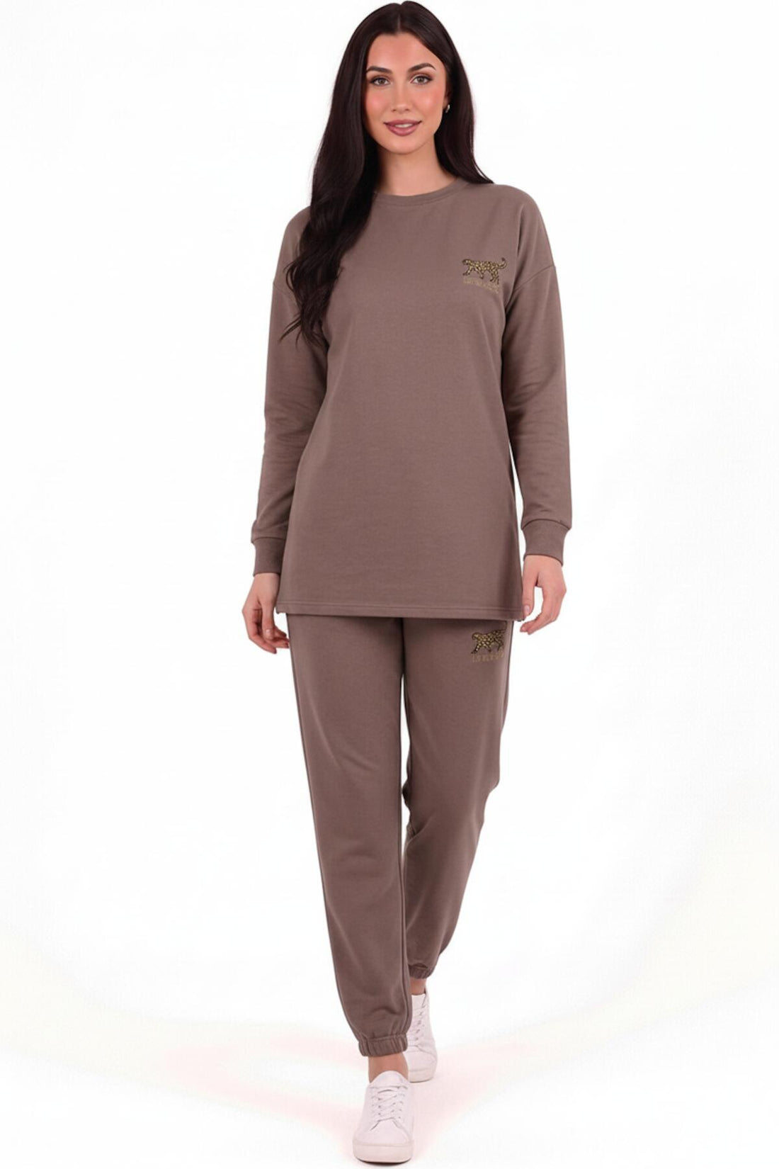 Ensemble Sweat Brodé Tigre — Marron