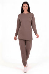 Ensemble Sweat Brodé Tigre — Marron