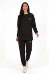 Sweat - Set Mit Tigerstickerei – Schwarz
