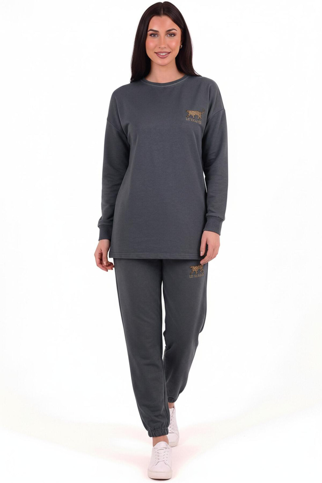 Ensemble Sweat Brodé Tigre — Anthracite
