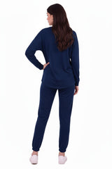Long - Sleeve Set With Heart Embroidery — Navy