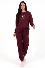 Ensemble Sweat Brodé Double Ourson, Bas Élastiqués — Bordeaux