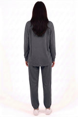 Double‑Bear Sweat Set With Elasticated Cuffs — Charcoal