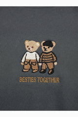 Double‑Bear Sweat Set With Elasticated Cuffs — Charcoal