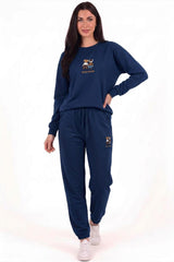 Double‑Bear Sweat Set With Elasticated Cuffs — Navy