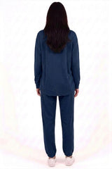 Double‑Bear Sweat Set With Elasticated Cuffs — Navy