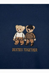 Double‑Bear Sweat Set With Elasticated Cuffs — Navy
