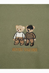 Khaki‑Set Mit Teddybär‑Stickerei Und Elastischen Bündchen