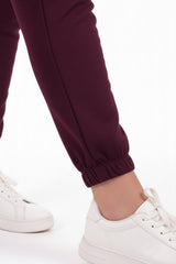 Burgundy Bear‑Embroidered Long‑Sleeve Set