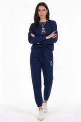 Long - Sleeve Set With Bear Embroidery — Navy