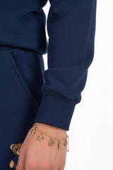 Long - Sleeve Set With Bear Embroidery — Navy