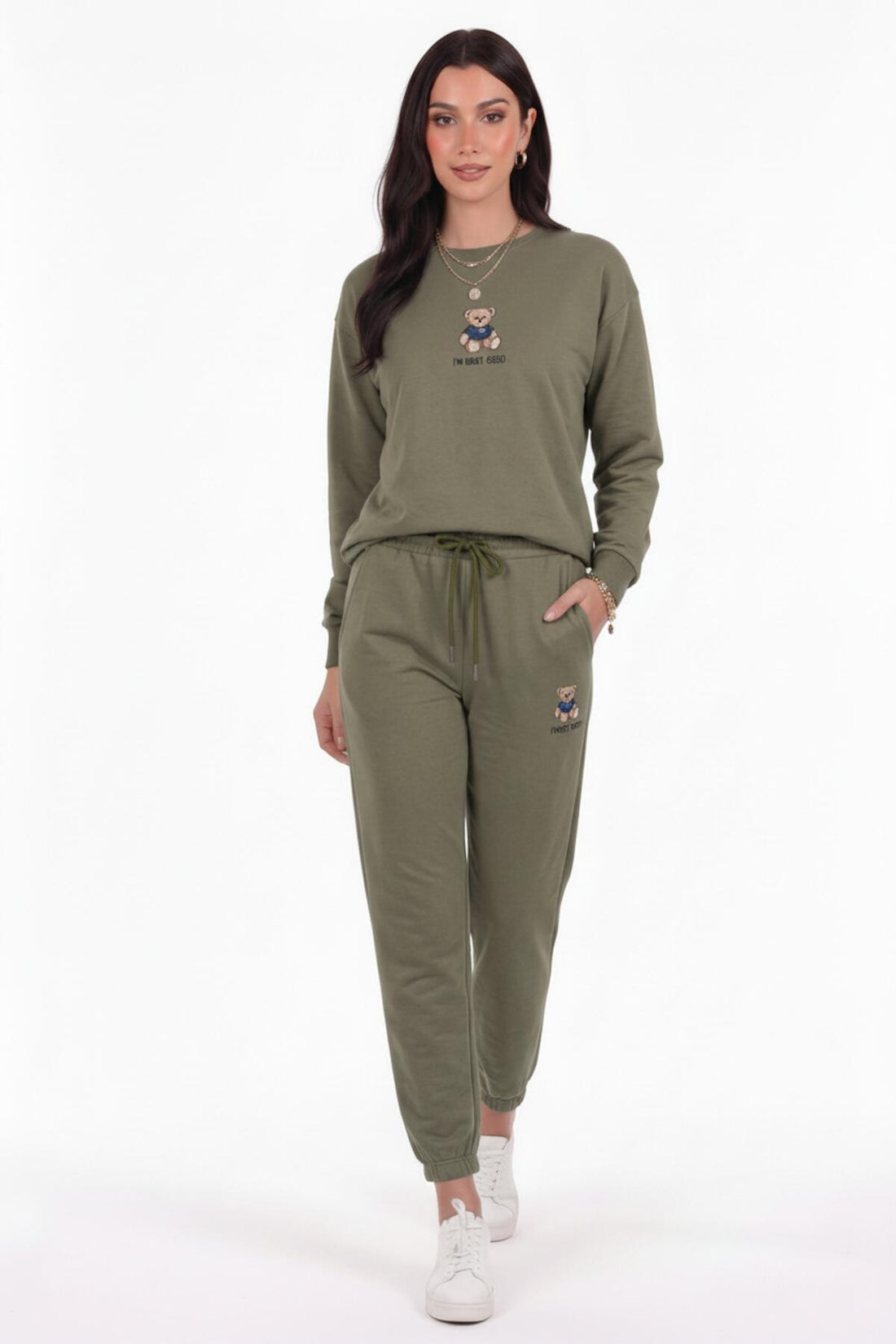 Teddy - Embroidered Tracksuit Set — Khaki