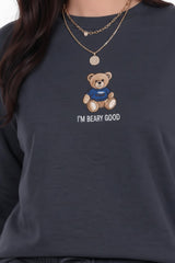 Sweatset Mit Bärenstickerei — Anthrazit