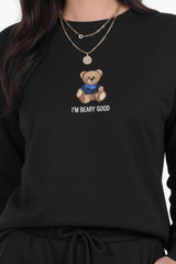 Teddy - Embroidered Tracksuit Set — Black
