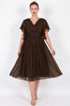 Midi - Kleid In Großen Größen Mit Ärmeldetail – Braun