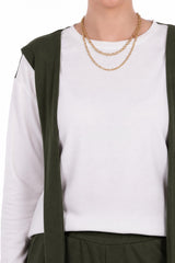Langarm - Set Mit Schal In Khaki