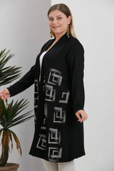 Cardigan Grande Taille À Motif Orné De Pierres — Noir