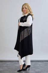 Gilet Long À Motif Grande Taille