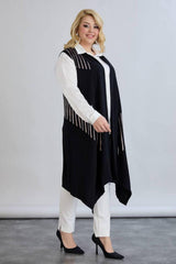 Gilet Long À Motif Grande Taille
