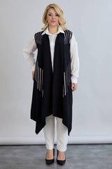 Gilet Long À Motif Grande Taille