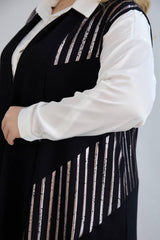Gilet Long À Motif Grande Taille