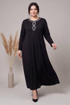 Plus - Size Dress With '8' Neck Detail — Patterned