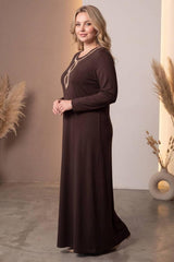Robe Grande Taille À Encolure En Forme De Huit, Marron
