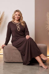 Robe Grande Taille À Encolure En Forme De Huit, Marron