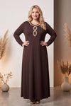Plus - Size Dress With Figure - Eight Neckline, Brown