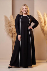 Plus‑Size Black Dress With Double White Front Stripes