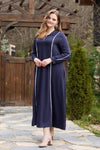 Plus - Size Half - Zip Long Dress — Navy