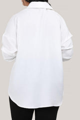 Plus‑Size Blouse Met Parelversiering — Wit