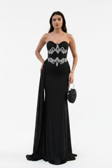 Zwarte, Strapless Avondjurk In Mermaid - Model