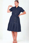 Plus - Size Marine Overhemdjurk Met Knopen