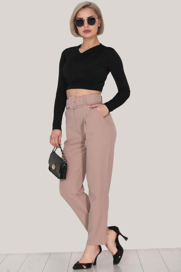 Broek Met Ceintuur — Taupe
