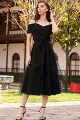 Midi - Abendkleid – Schwarz