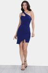 One - Shoulder Mini - Jurk — Koningsblauw
