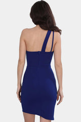 One - Shoulder Mini - Jurk — Koningsblauw