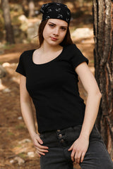 Blouse Met Korte Mouwen, Zwart
