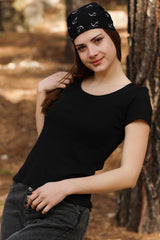 Blouse Met Korte Mouwen, Zwart
