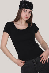Blouse Met Korte Mouwen, Zwart