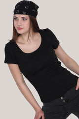 Blouse Met Korte Mouwen, Zwart