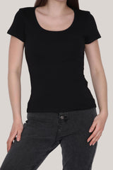 Blouse Met Korte Mouwen, Zwart