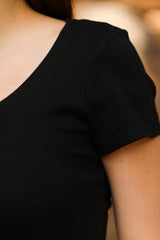 Blouse Met Korte Mouwen, Zwart