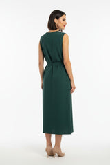 Mouwloze Maxi - Jurk Met Ceintuur – Smaragd