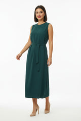Mouwloze Maxi - Jurk Met Ceintuur – Smaragd