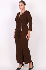 Lange Avondjurk In Plusmaat Met Taille‑Accessoire