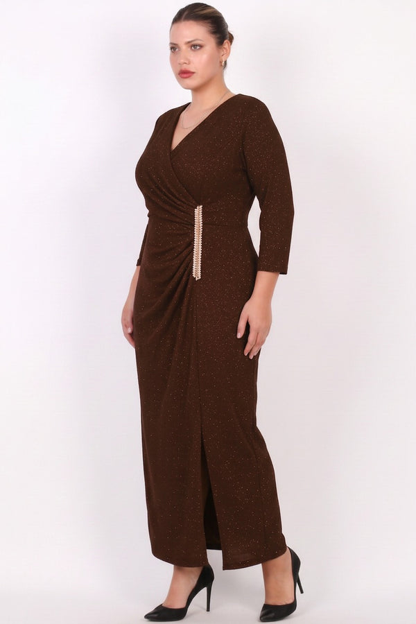 Lange Avondjurk In Plusmaat Met Taille‑Accessoire