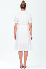 Plus - Size Witte Overhemdjurk Met Knopen